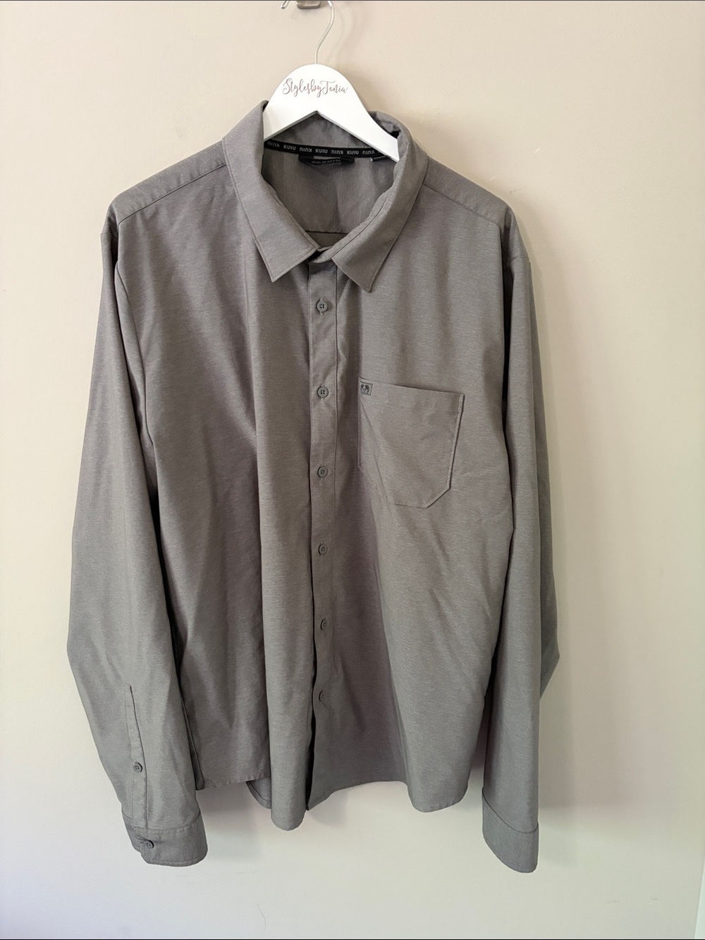 Kuiu Performance Button Up Shirt Mens Gray Long Sleeve Lightweight Stretch 3XL